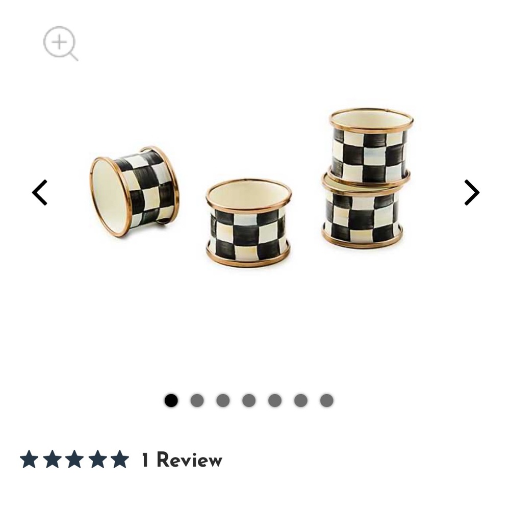 Checkered Napkin Rings with Gold Trim